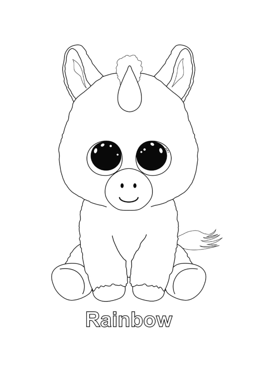 Rainbow Unicorn Beanie Boo Tracing Shape Pdf Free Vectors